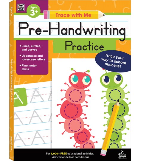 Carson Dellosa Education; Carson Dellosa Trace With Me Pre Handwriting Practice Preschool Workbook, Learn to Write Letters, Writing Strokes, and More, PreK and Kindergarten Tracing Books for Kids Ages 3-5; Category:Handwriting; Image:1